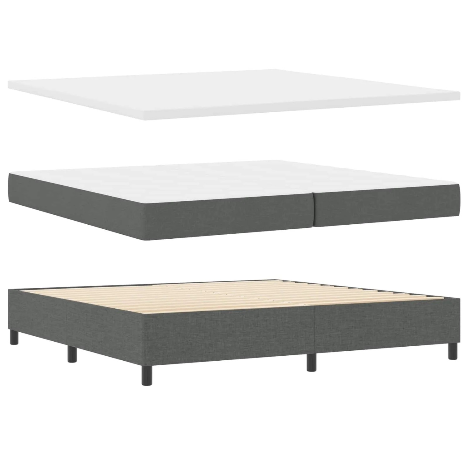 vidaXL Boxspringbett mit Matratze Dunkelgrau 200 x 200 cm Stoff 3342971