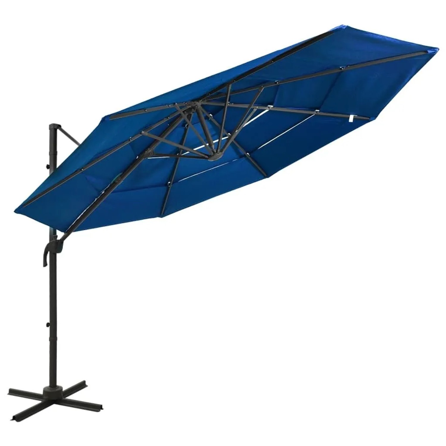 vidaXL Sonnenschirm mit Aluminium-Mast 4-Lagig Azurblau 3x3 m 313835