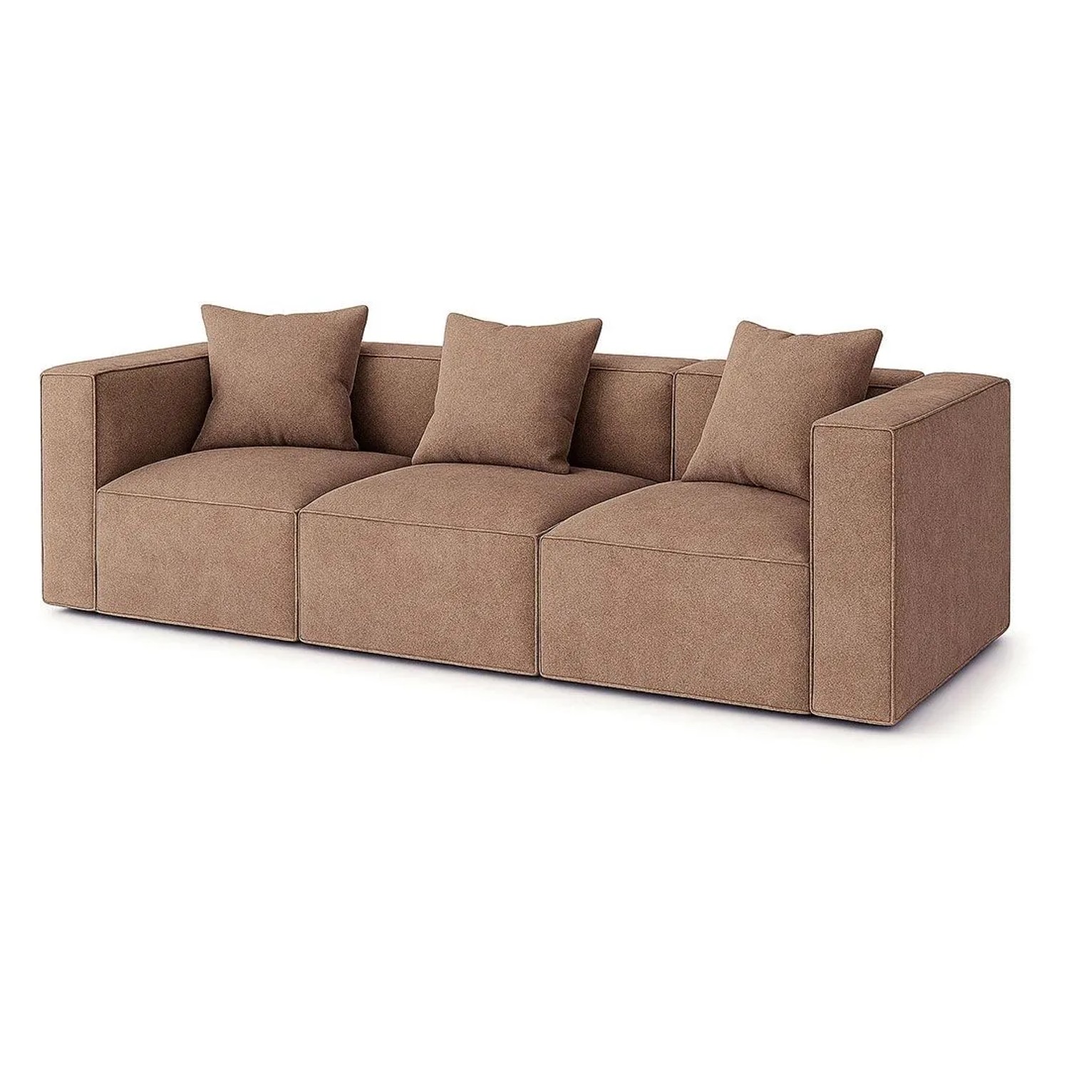 ebuy24 Box 3-Sitzer Sofa 3 Dekokissen Beige Braun