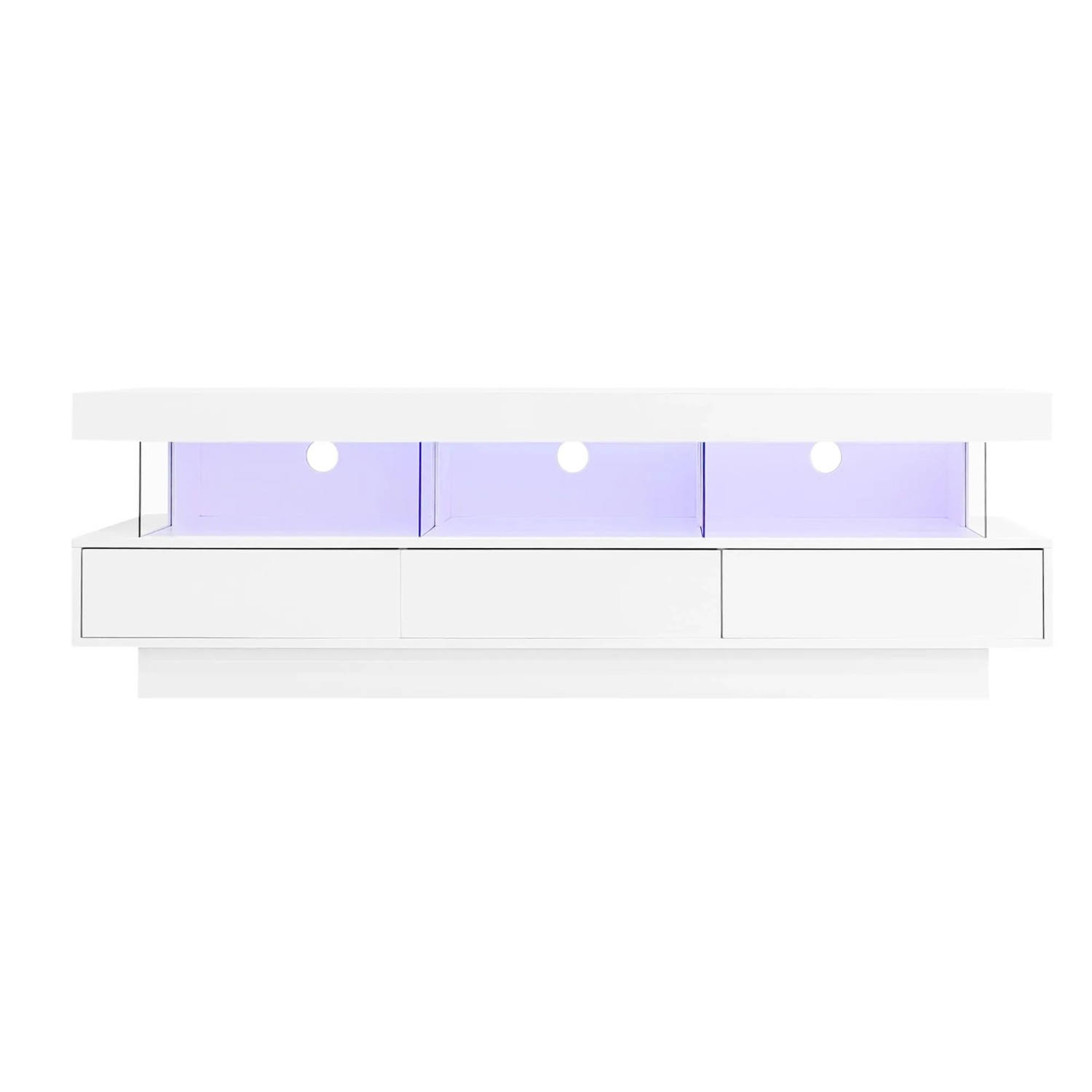 okwish TV Schrank LED Hochglanz Glas App Steuerung Wohnzimmer 70 Zoll 160x38x50cm Weiß