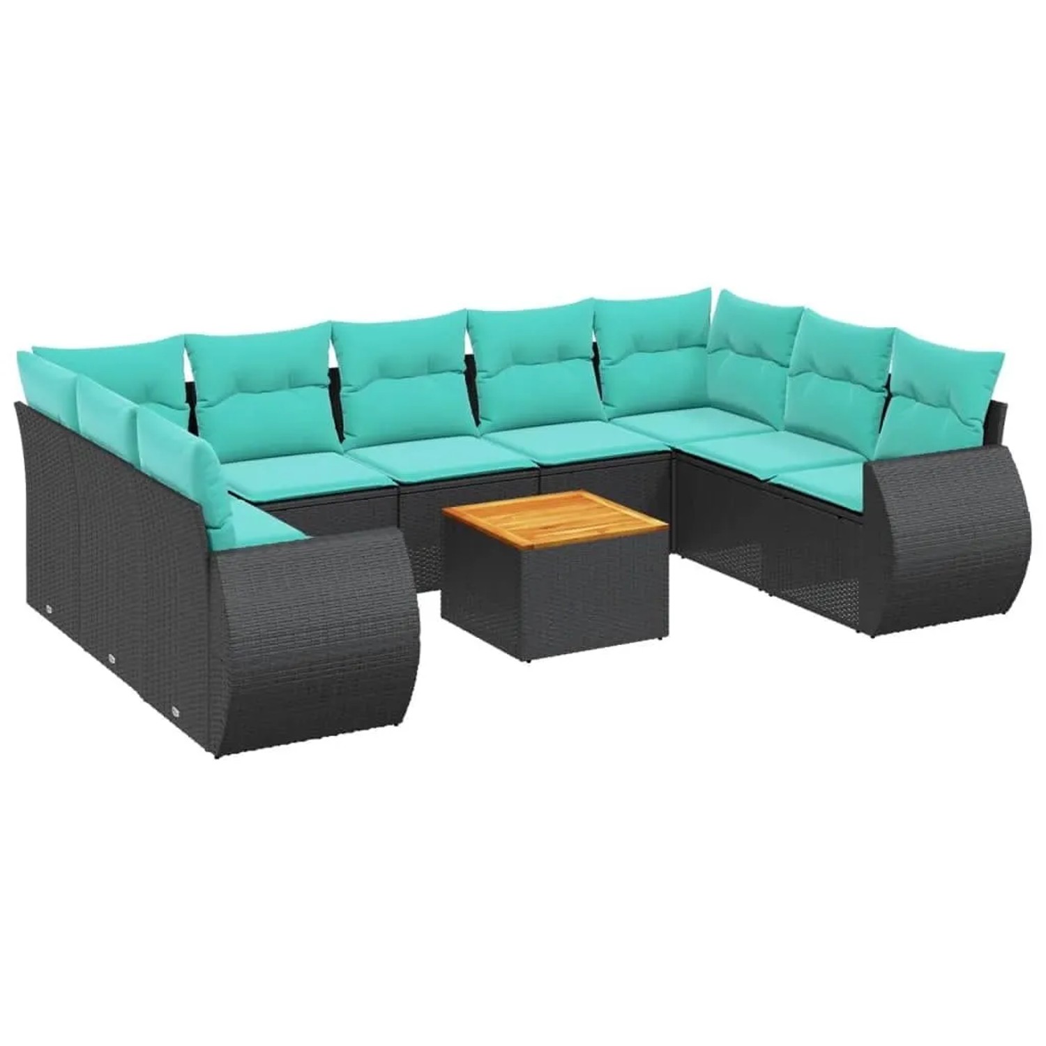 vidaXL 10-Tlg Gartensofa-Set mit Kissen Schwarz Polyrattan 3225147 günstig online kaufen
