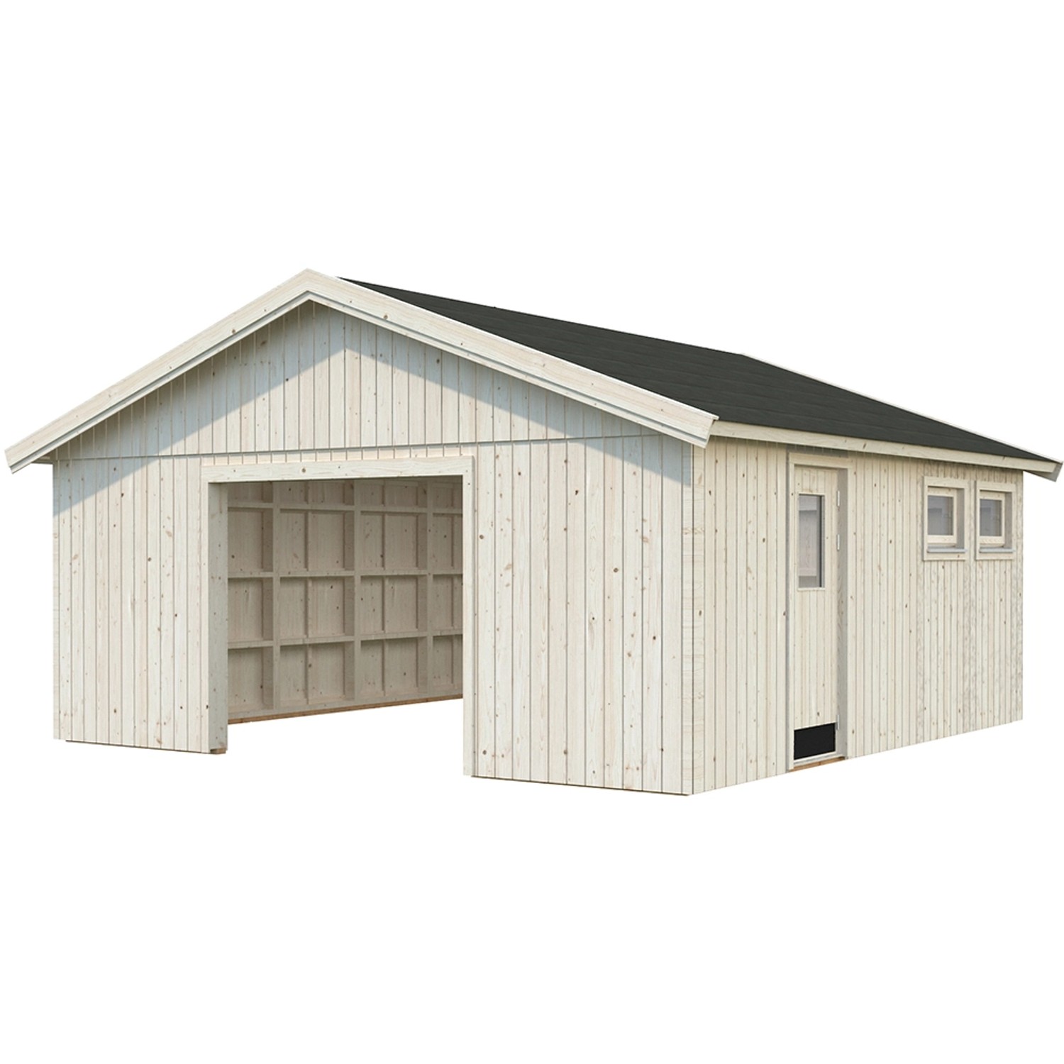 Palmako Garage Andre 28,5 m² Kit Natur Unbehandelt 557 cm x 576 cm Nordic+