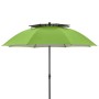 Grüner Doppler Strandschirm Windprofi Neo 200 mit Windventil und Fiberglas-Streben.
