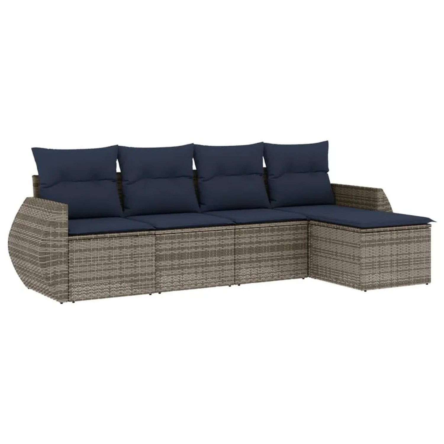 vidaXL 5-Tlg Gartensofa-Set mit Kissen Grau Polyrattan 3221290 günstig online kaufen
