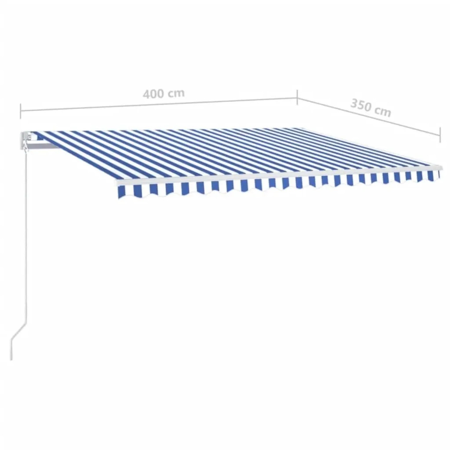 Manuelle vidaXL Markise, 400x350 cm, blau-weiß gestreift, für Terrasse & Balkon.