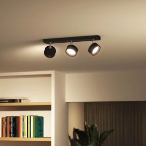 Philips Bracia LED-Spotleuchte 3-flammig, schwarz, an Decke. Verstellbare Strahler für Wohnzimmer, Flur, Küche.