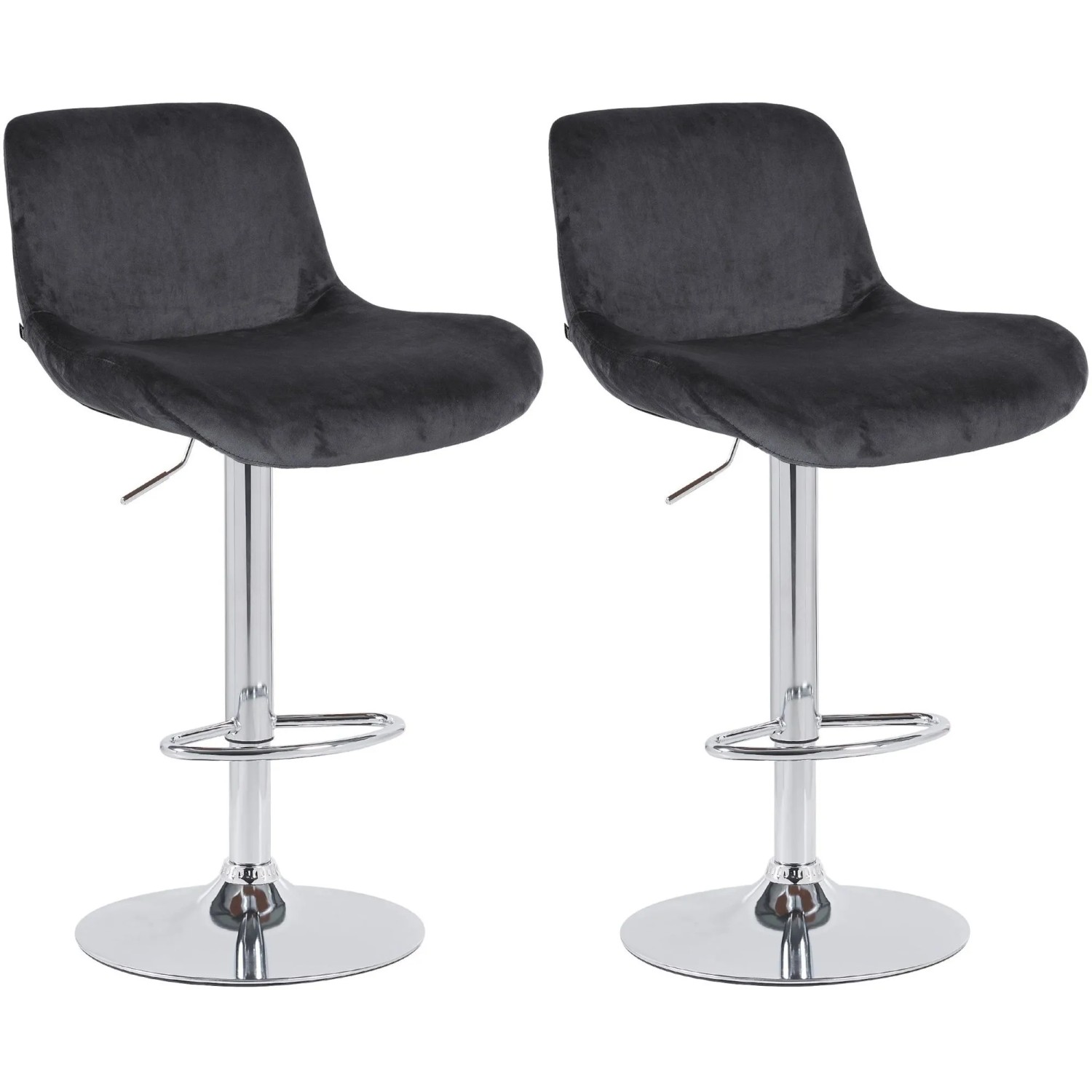 DELUKE 2er Set Barhocker PONOR Samt Schwarz 50x50x85cm Silber Barstuhl Höhenverstellbar Mit Lehne Drehbar Tresenhocker Tresenstuhl