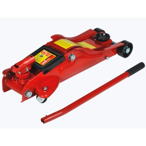 Roter Cartrend Rangierwagenheber (2 t) für tiefergelegte Autos mit Hebel.