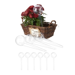 Relaxdays Bewässerungskugeln 10er Set PVC Transparent 8 cm x 28 cm 30 g