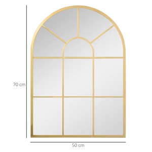 HOMCOM Wandspiegel, Fensterspiegel 70x50 cm, Goldener Metallrahmen.