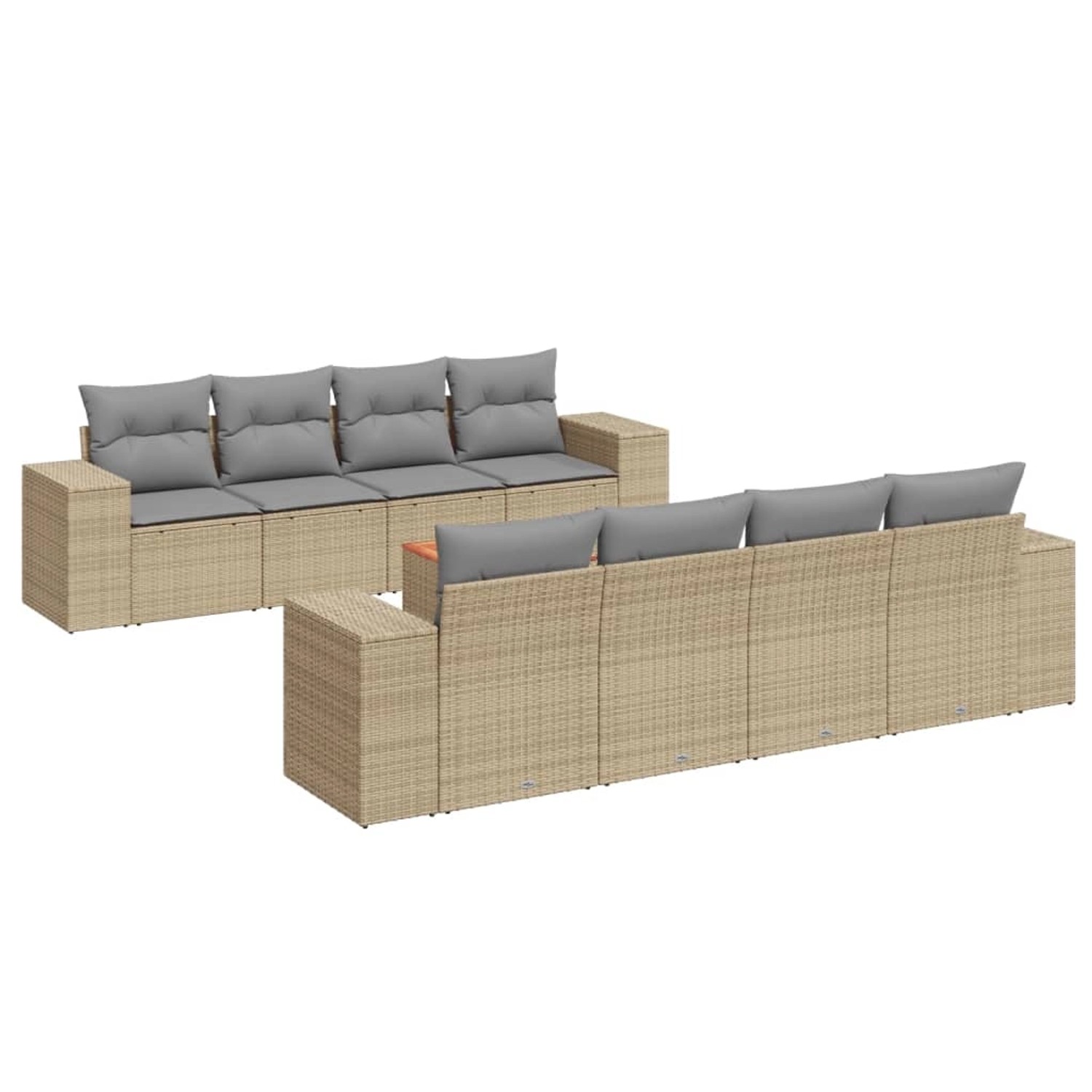 vidaXL 9-Tlg Garten-Sofagarnitur mit Kissen Beige Poly Rattan 3257697 günstig online kaufen