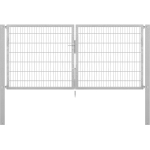 Doppeltor Flexo Plus, 300x140 cm, feuerverzinkt, mit Pfosten für Gartenzaun.