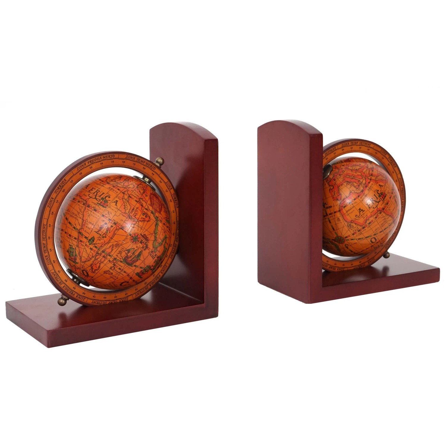 MCW 2er-Set Buchstützen B79 Weltkugel Braun