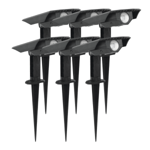 6er Set LUXULA LED Solar Gartenstrahler Spots mit Erdspieß, neutralweißes Licht, IP54.