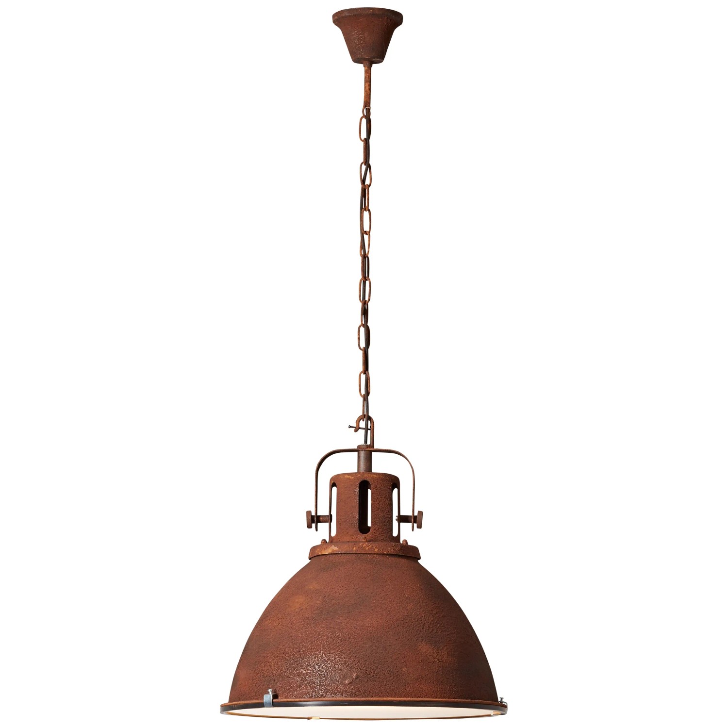 Rostfarbene Brilliant Pendelleuchte Jesper, Ø 47 cm, im Industrie-Stil.