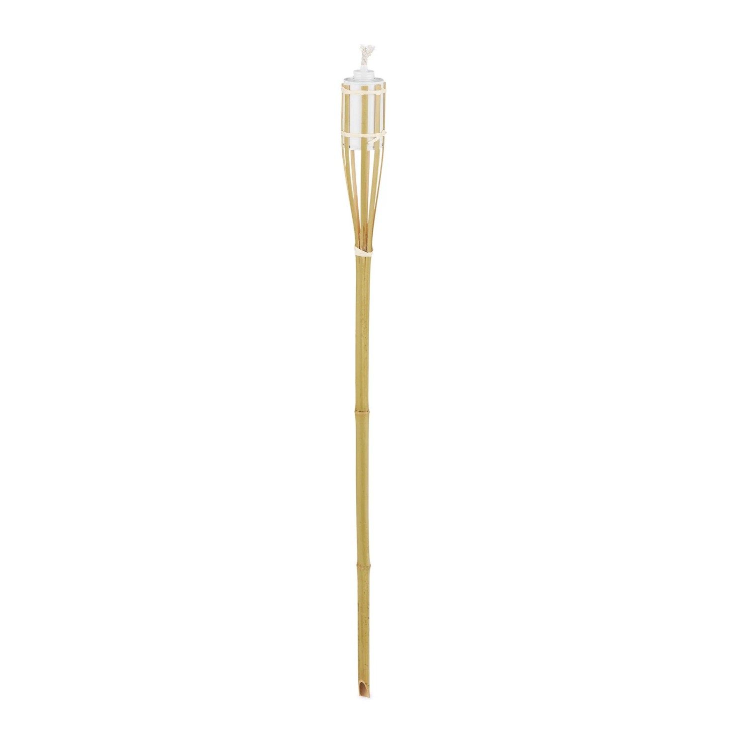 Relaxdays Gartenfackeln 10er Set Bambus Eisen Natur Nachfüllbar 90 cm x 6 cm