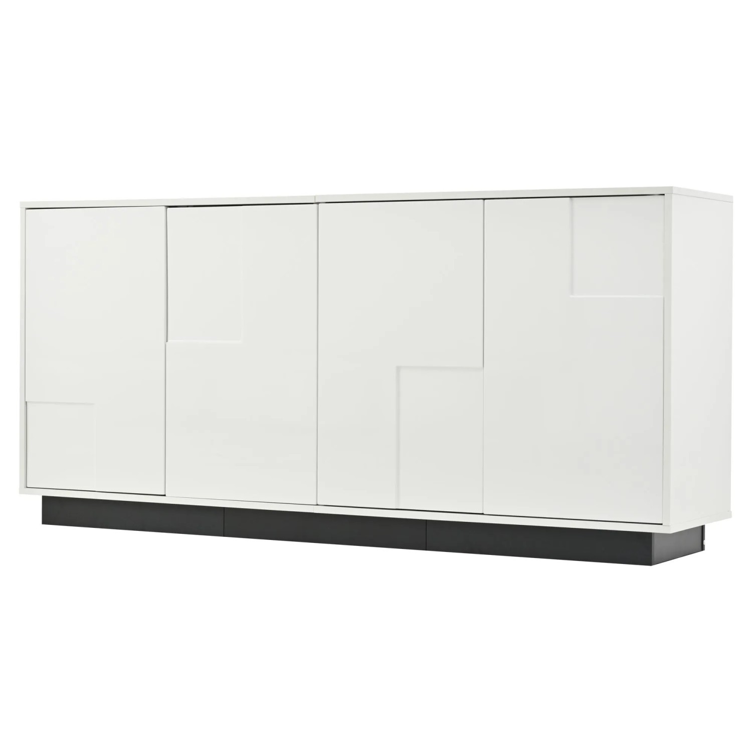 Merax Sideboard 160x37x75 cm 4 Türen Hochglanz Weiß Schwarz