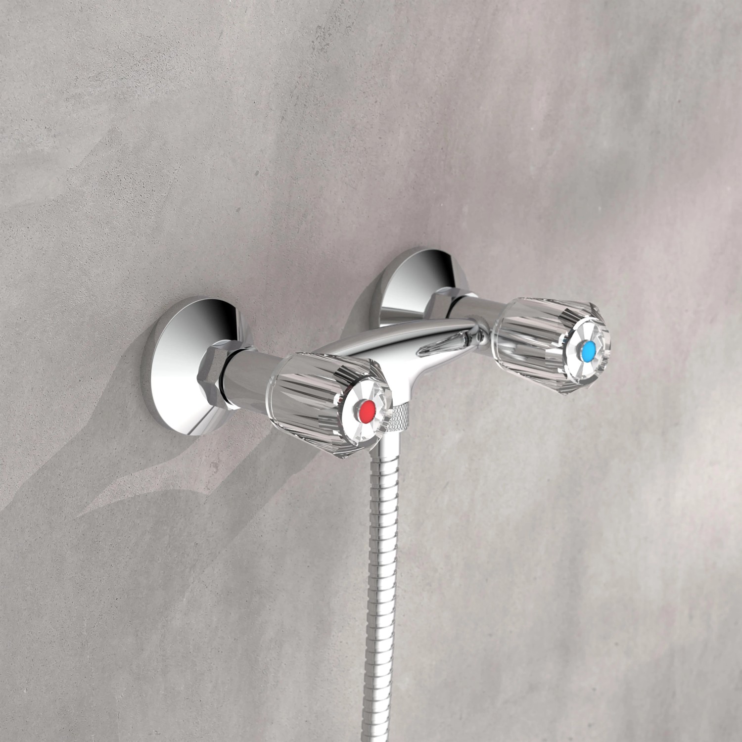 Schütte Duscharmatur Savino Chrom, Aufputz Duschmischer mit Brauseschlauch.
