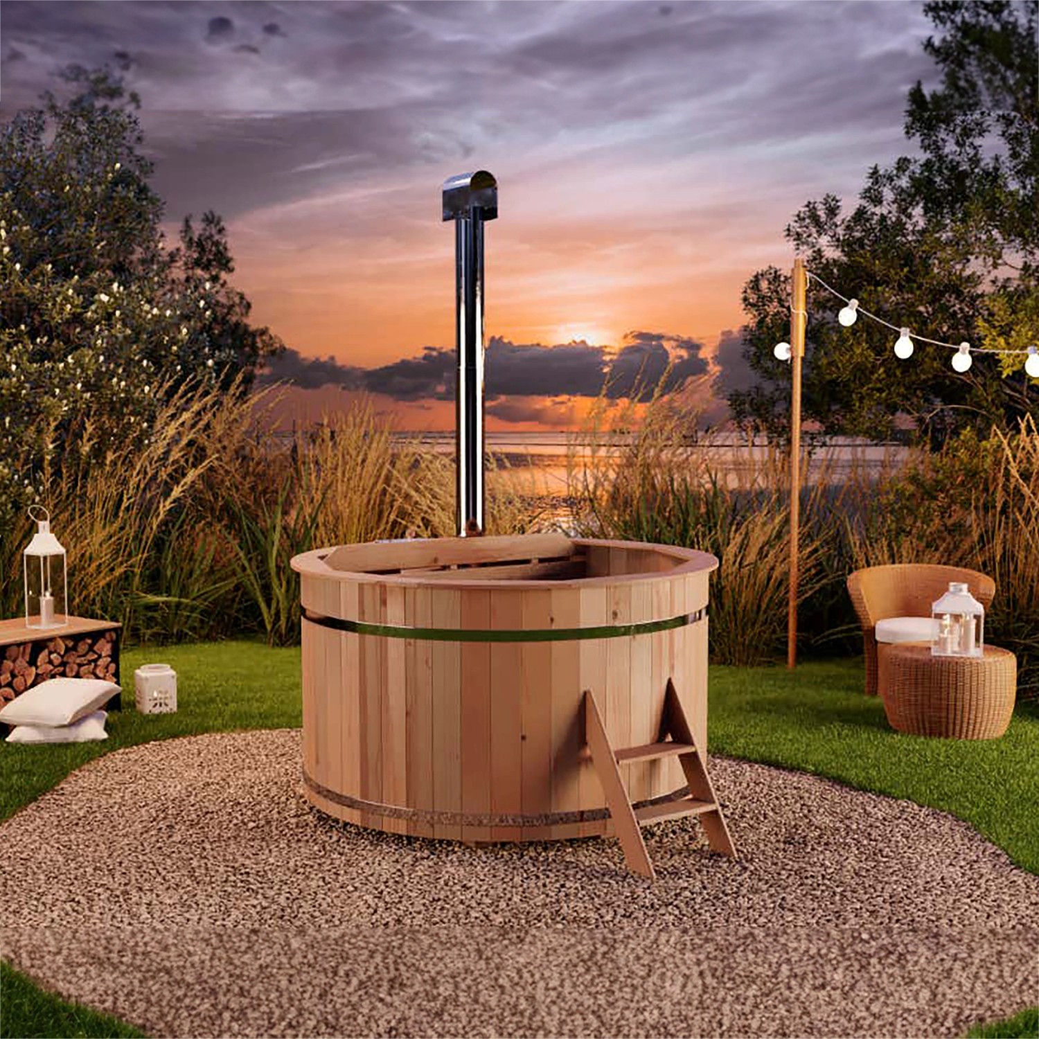 Hot Tub mobiles Badefass mit Holzofen - Silvester Angebot 6 Tage offers