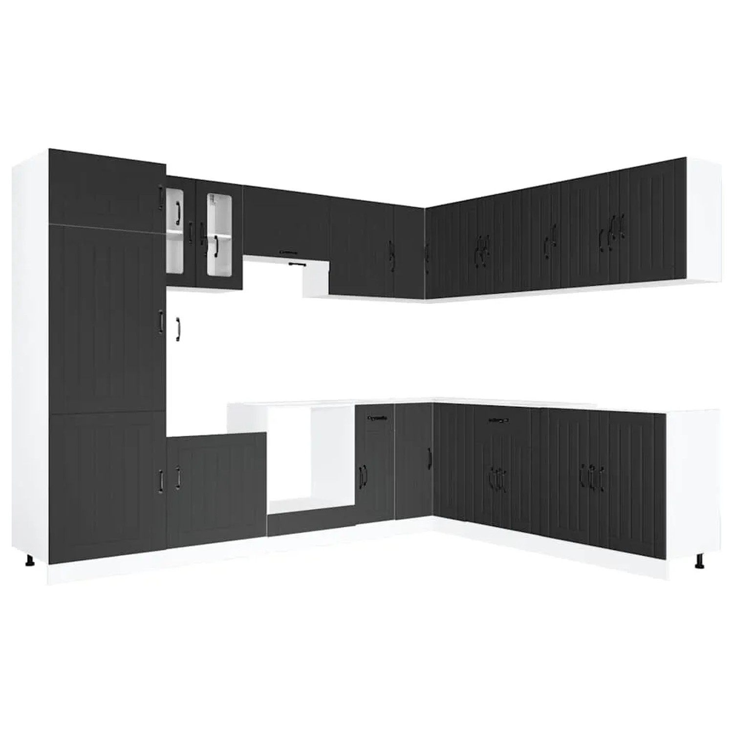 vidaXL 14 Tlg Küchenschrank-Set Lucca Schwarz Holzwerkstoff 3314982 günstig online kaufen