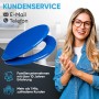 Blauer Sanilo WC-Sitz mit Absenkautomatik aus Holz. Hochwertiger Toilettendeckel für mehr Komfort im Bad.