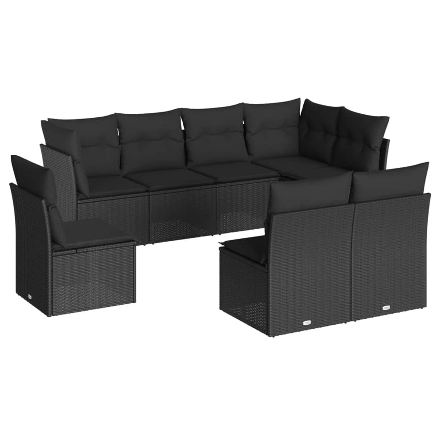 vidaXL 8-tlg Garten-Sofagarnitur mit Kissen Schwarz Poly Rattan Modell 18