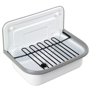 Auflagerost für Stahl-Ausgussbecken, schwarz, passend zum weißen OBI Ausgussbecken.