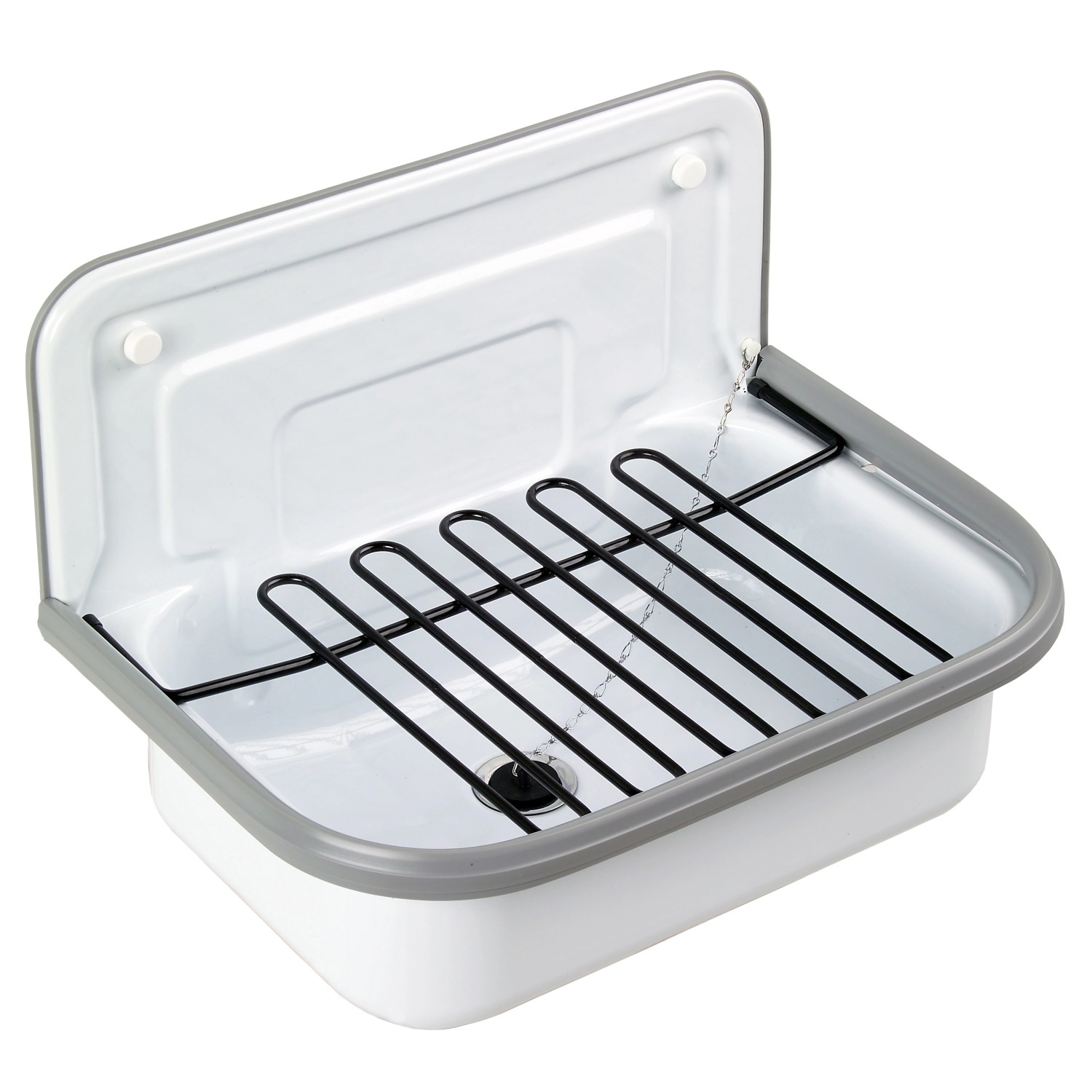 Auflagerost für Stahl-Ausgussbecken, schwarz, passend zum weißen OBI Ausgussbecken.