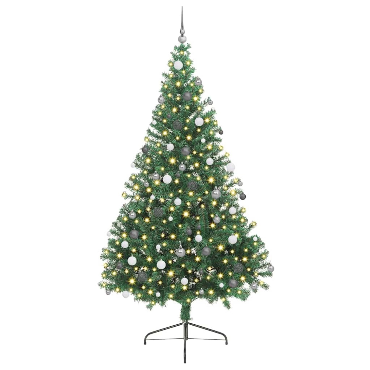 vidaXL Künstlicher Vorbeleuchteter Weihnachtsbaum Grün 240 cm PVC 3397036
