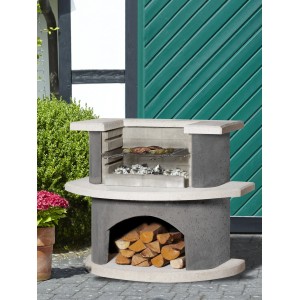 Buschbeck Grillbar Kopenhagen aus Stahlbeton mit Grillrost und Holzlagerfach.