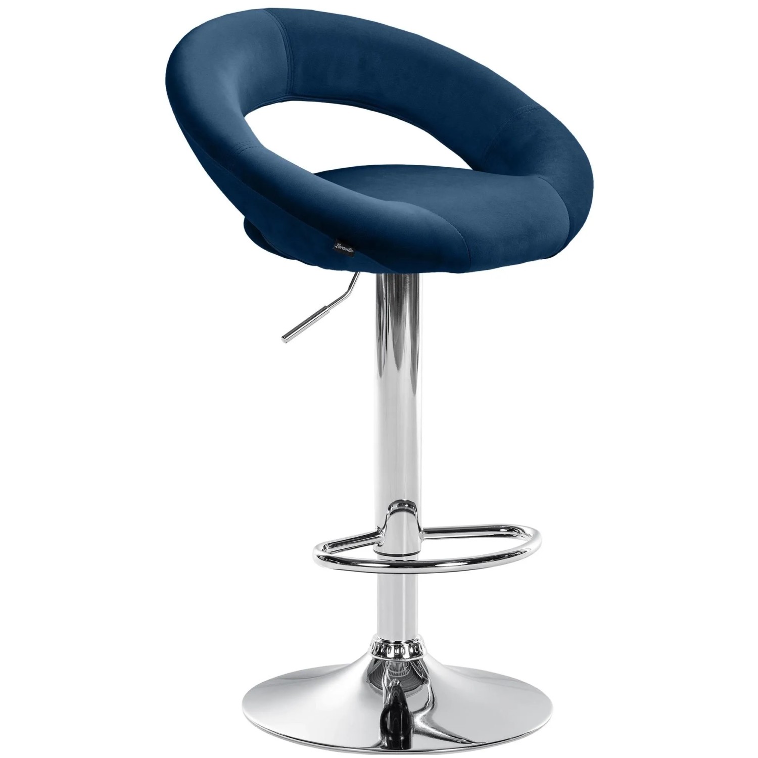 DELUKE Barhocker MEKIM Samt Blau 53x47x80cm Silber Barstuhl Höhenverstellbar Mit Lehne Drehbar Tresenhocker Tresenstuhl