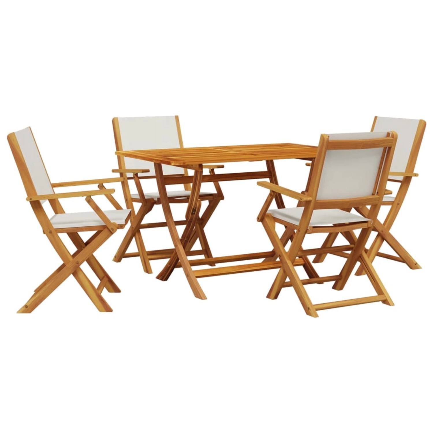 vidaXL 5-Tlg Garten-Essgruppe Stoff und Massivholz Cremeweiß 3281700 günstig online kaufen