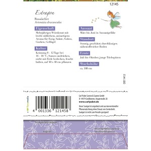 Samentüte Grüne Fee Estragon Russischer, mehrjähriges Würzkraut für Garten & Küche.