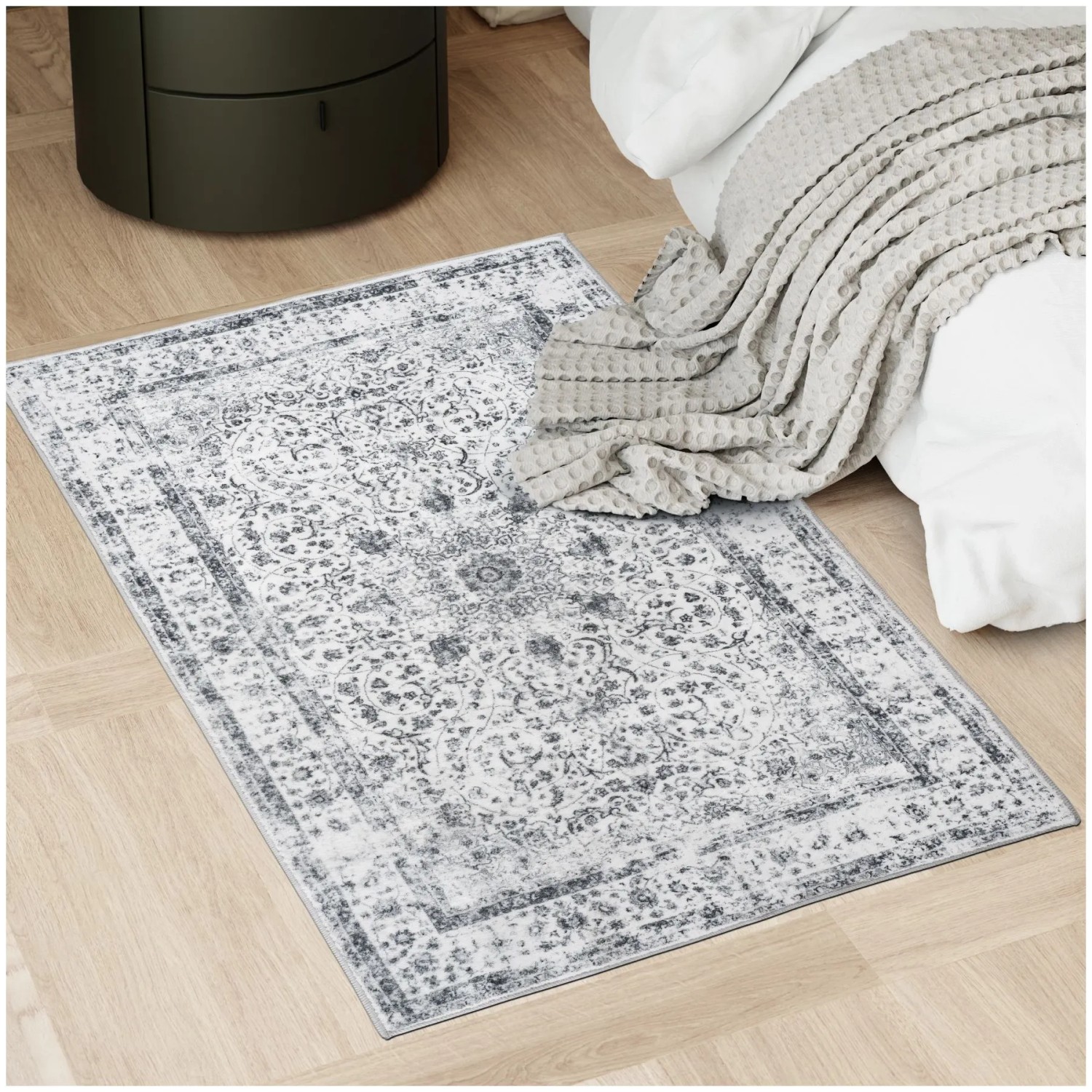 Tectake Vintage Designer Teppich Aliya Verschiedene Größen Orientalisches Muster 80 x 150 cm 150 x 80 x 0 60 cm Grau