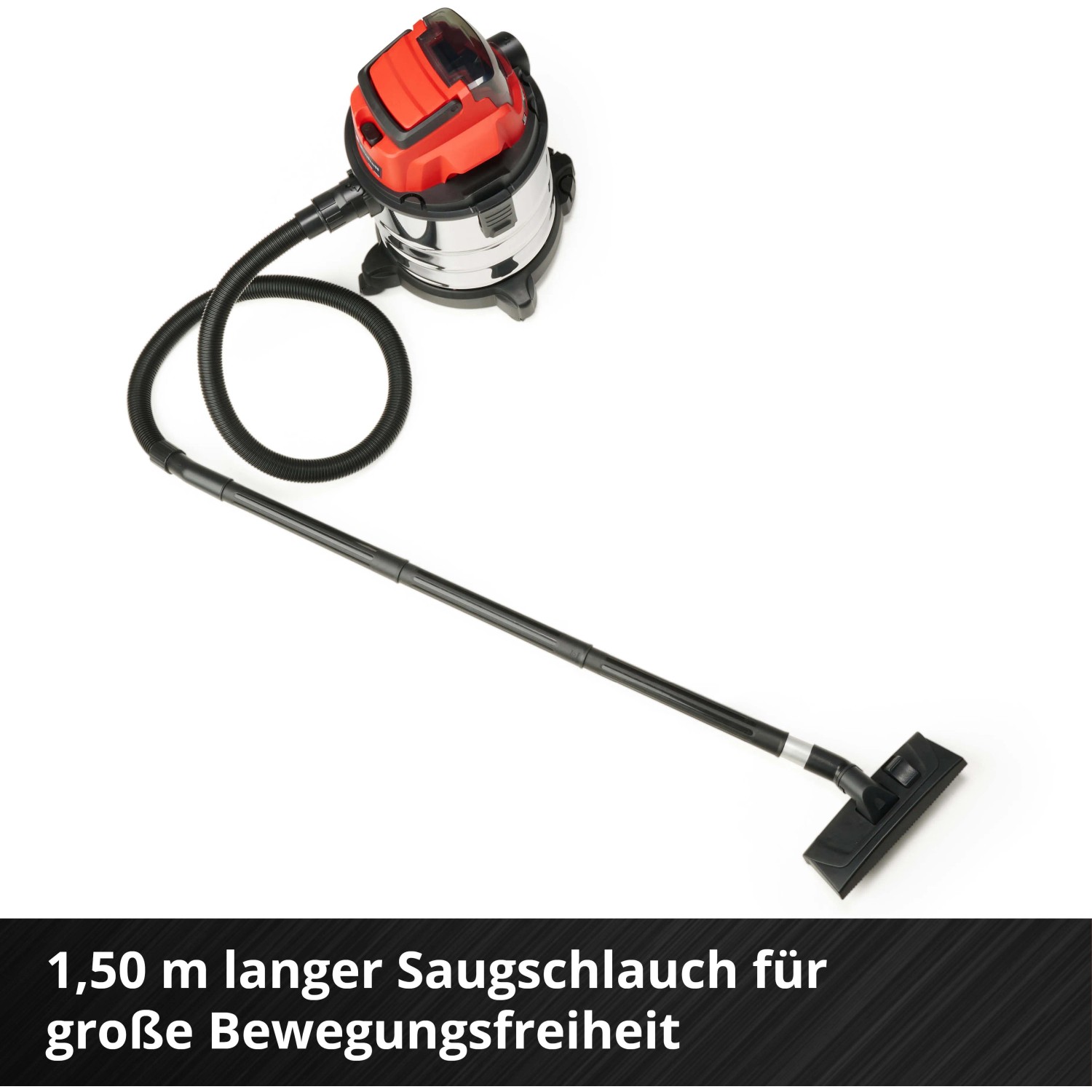 Einhell Akku-Nass-Trockensauger TC-VC 18/20 Li Solo mit Zubehör. Nasssauger für Werkstatt, Haus und Garten.