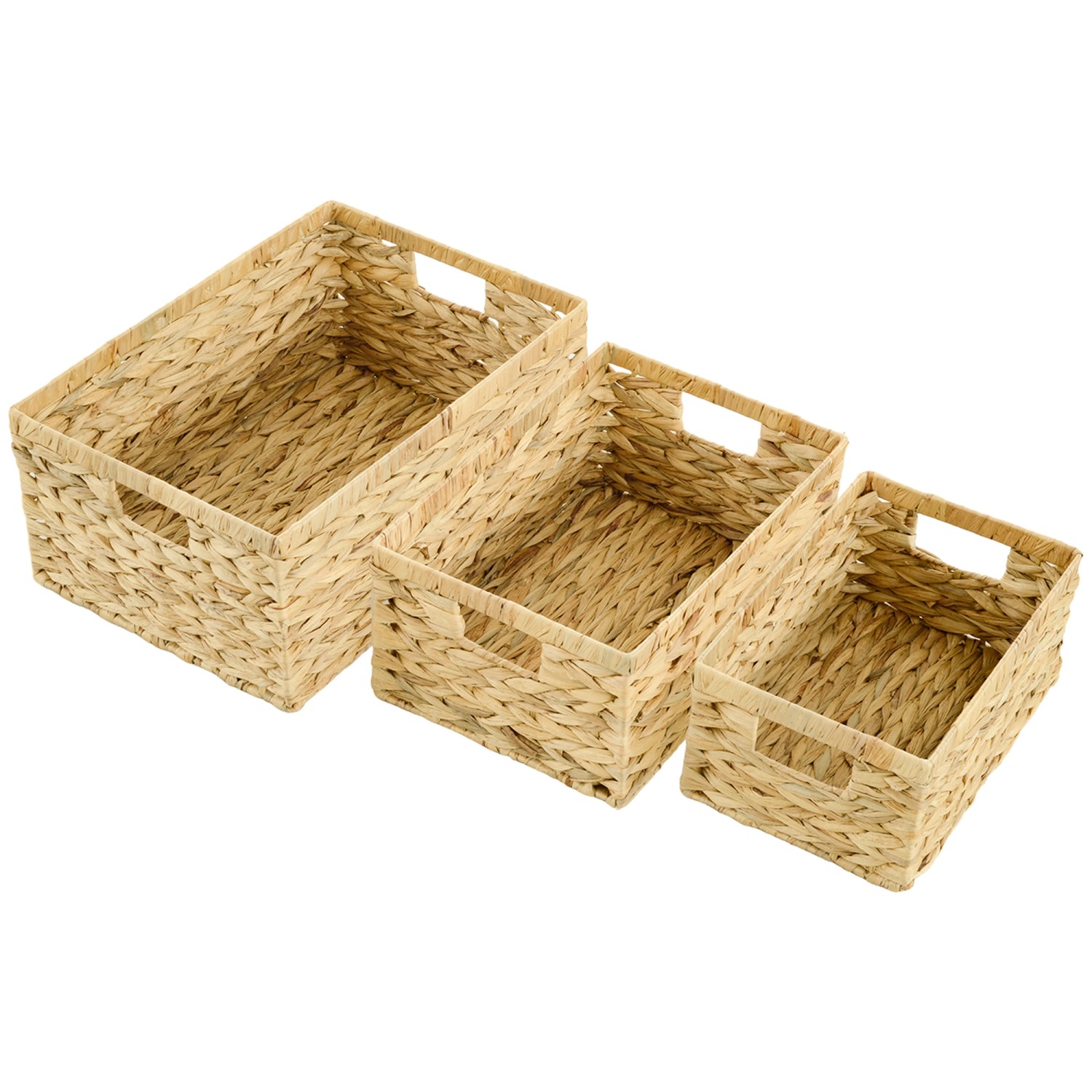 HOMCOM Aufbewahrungskorb Wasserhyazinthe Metall Naturholz 40L x 30B x 18H cm