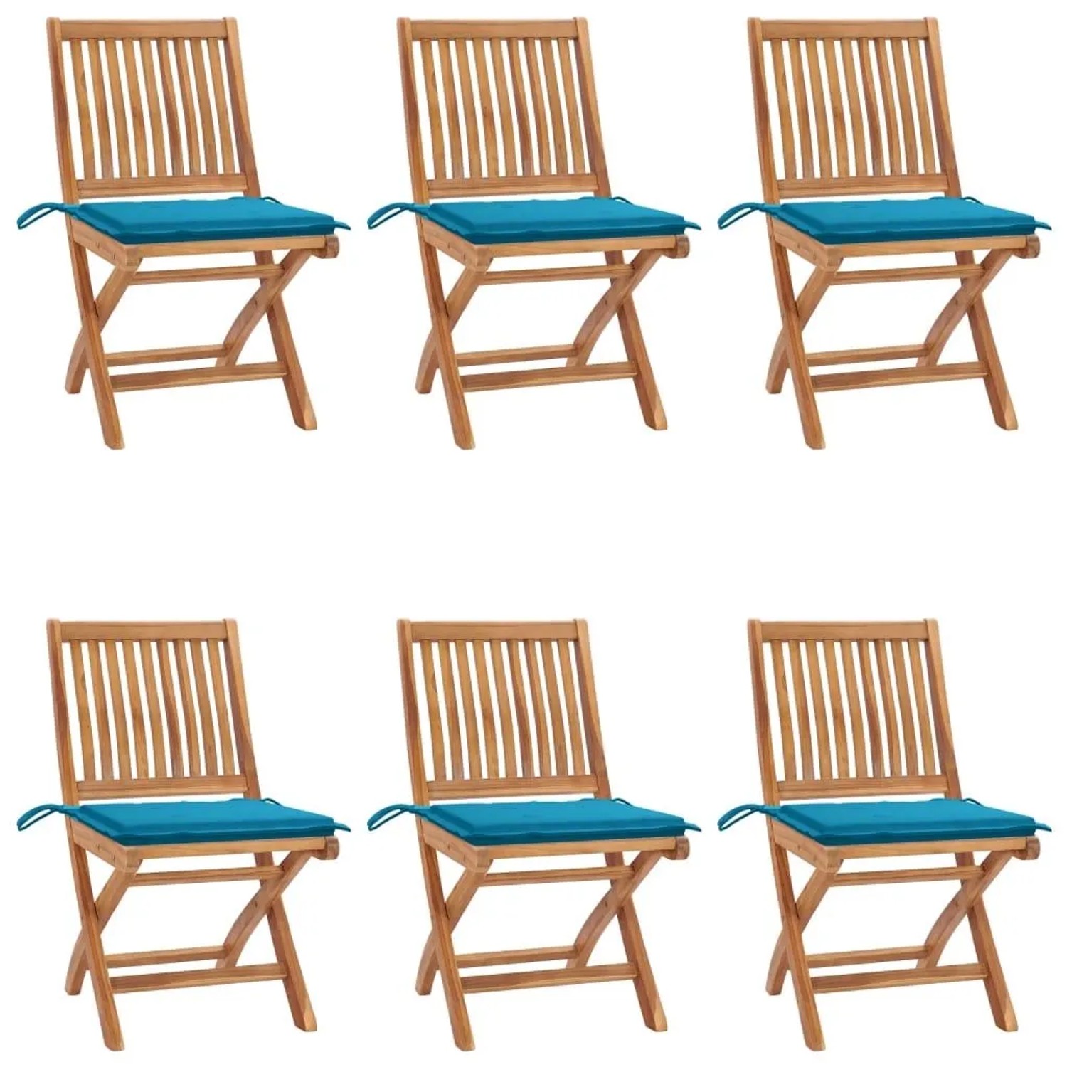 vidaXL Klappbare Gartenstühle mit Kissen 6 Stk Massivholz Teak 3072838 günstig online kaufen