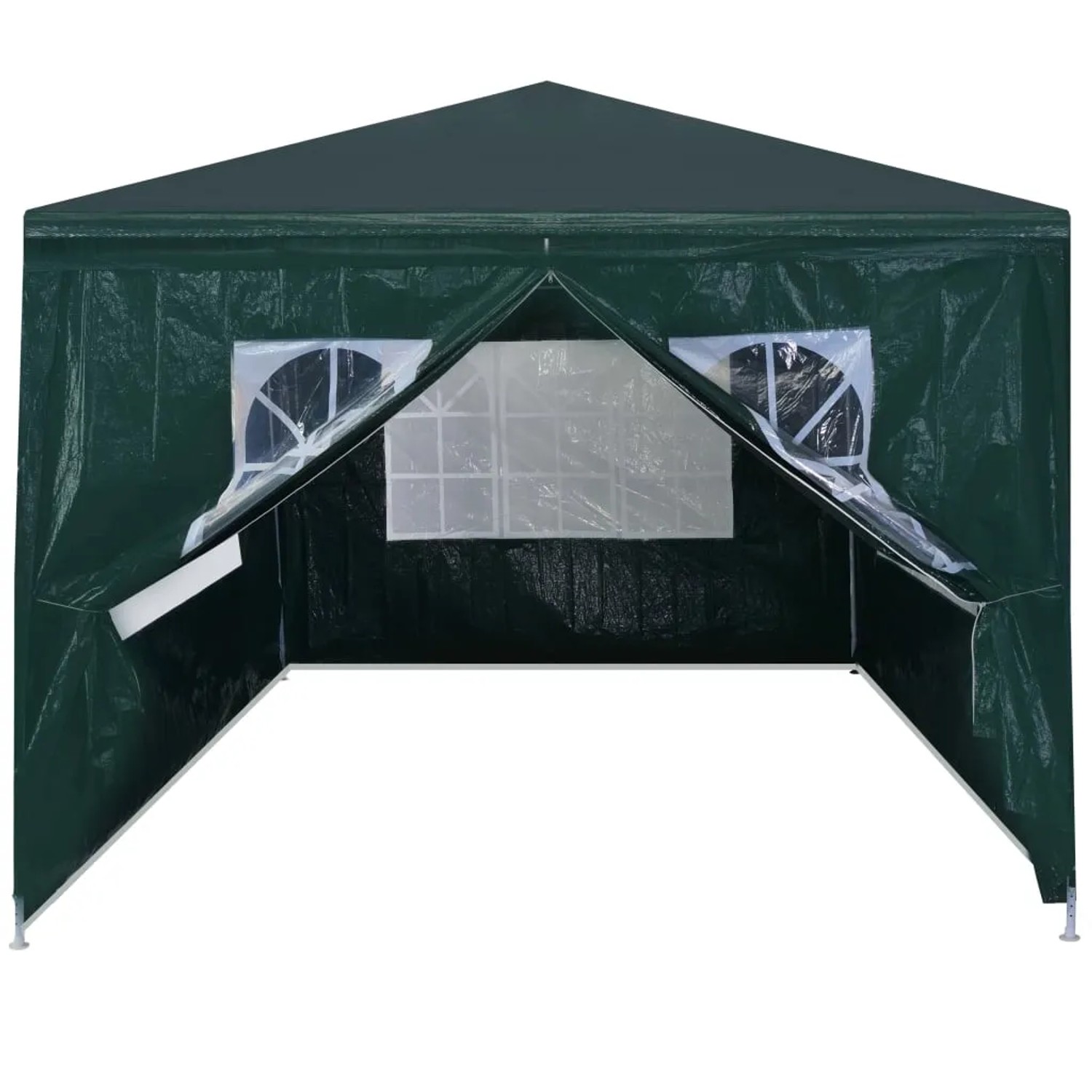 Grünes Partyzelt 3x4 m von vidaXL mit Fenster und Stahlrahmen.