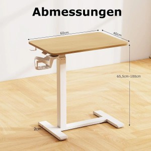 Costway Pflegetisch mit Rollen Betttisch Krankentisch Natur + Weiß