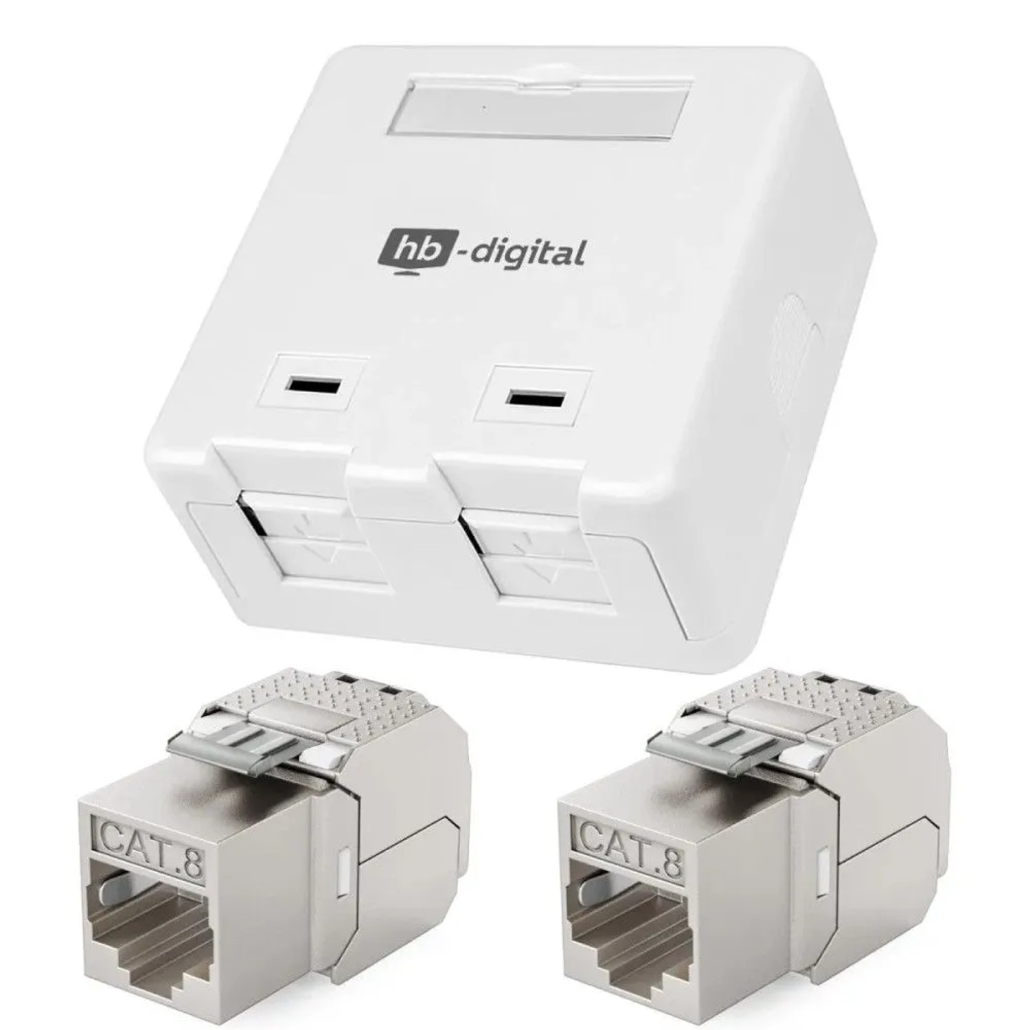 hb-digital Set Anschlussbox 2 Port Keystone Module CAT 8