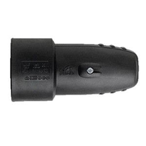 Schwarze Gummi-Kupplung N & L für Schutzkontakt, IP20.