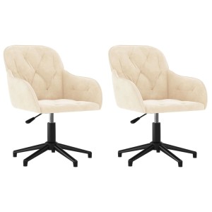 vidaXL Esszimmerstühle 2 Stk Drehbar Creme Samt 3103386
