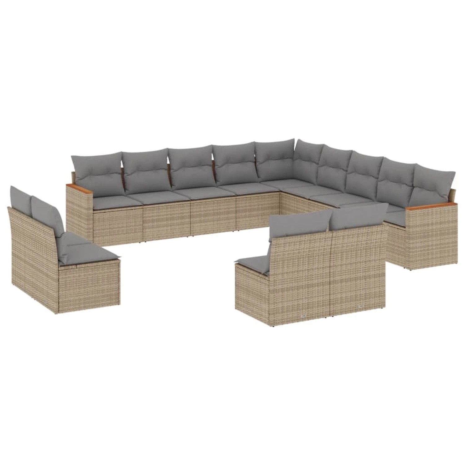 vidaXL 13-Tlg Garten-Sofagarnitur mit Kissen Beige Poly Rattan 3226486 günstig online kaufen
