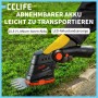 CCLIFE Akku Gras- und Heckenschere 2in1 schneidet Rasenkanten. Kabellose 10.8V Schere für Gartenpflege.