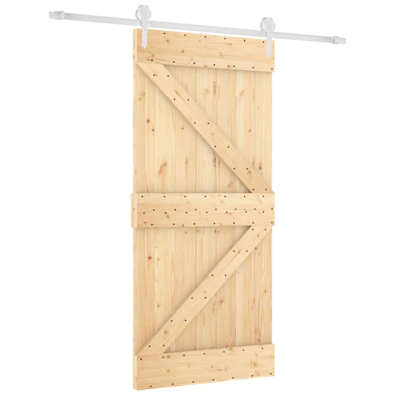 vidaXL Schiebetür Natur und Weiß 95 x 210 cm Massivkiefer 3445172