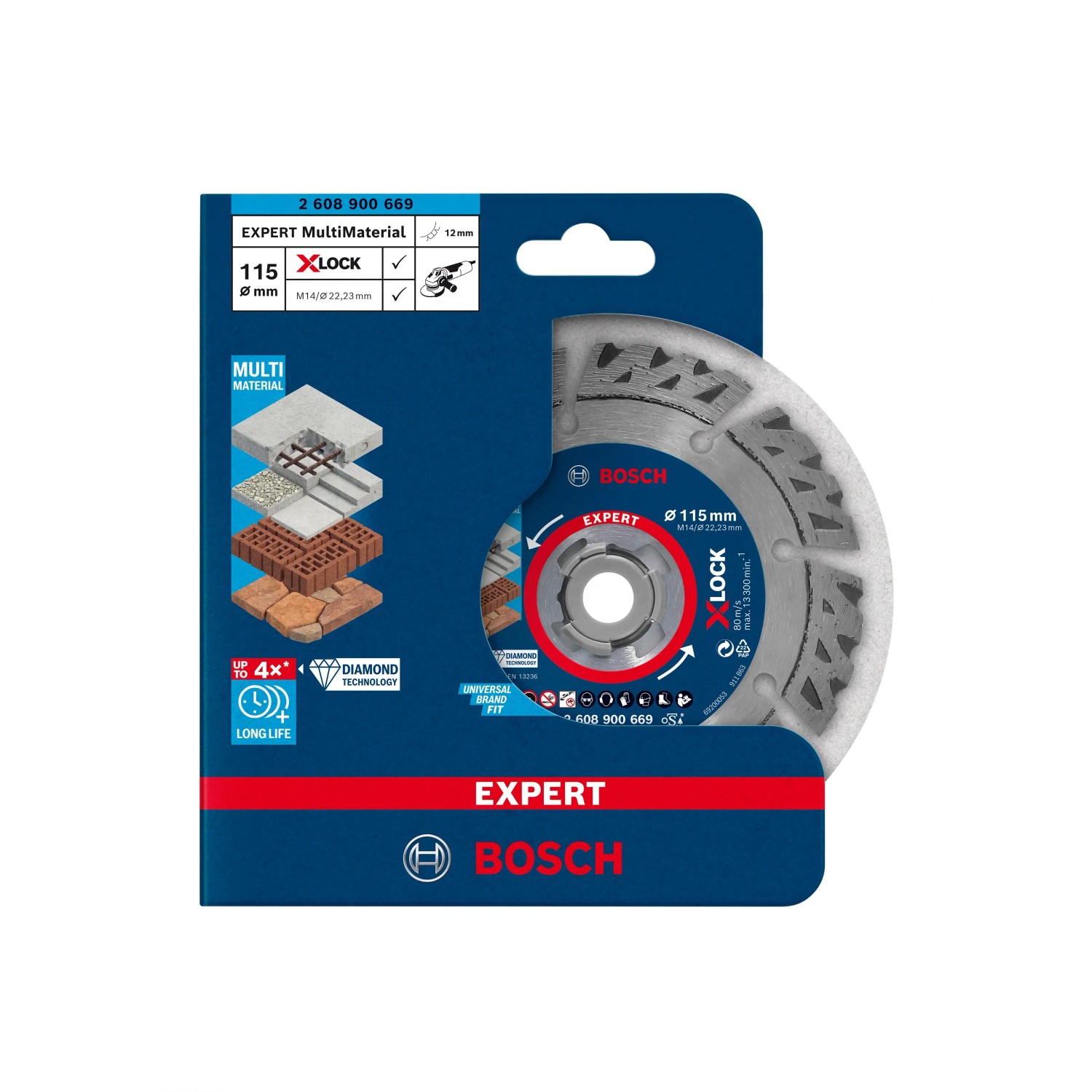 Bosch Accessories 2608900669 EXPERT MultiMaterial X-LOCK Diamanttrennscheibe Durchmesser 115 mm Boh