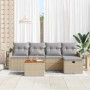 Beiges 6-tlg. vidaXL Garten-Sofa-Set aus Polyrattan mit Kissen und Stauraum.