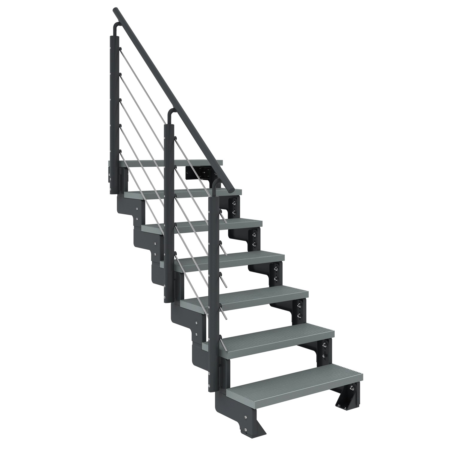 Dolle Außentreppe Gardentop Anthrazit 7 Stufen 100 cm Grau inkl. Geländer günstig online kaufen