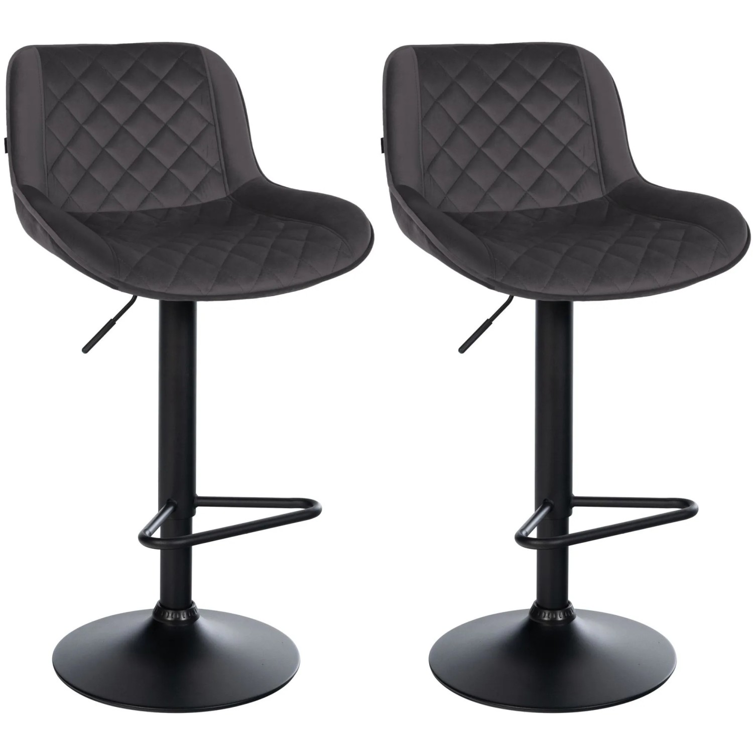 DELUKE 2er Set Barhocker KUHAR Samt Schwarz 50x52x84cm Barstuhl Höhenverstellbar Mit Lehne Drehbar Tresenhocker Tresenst...