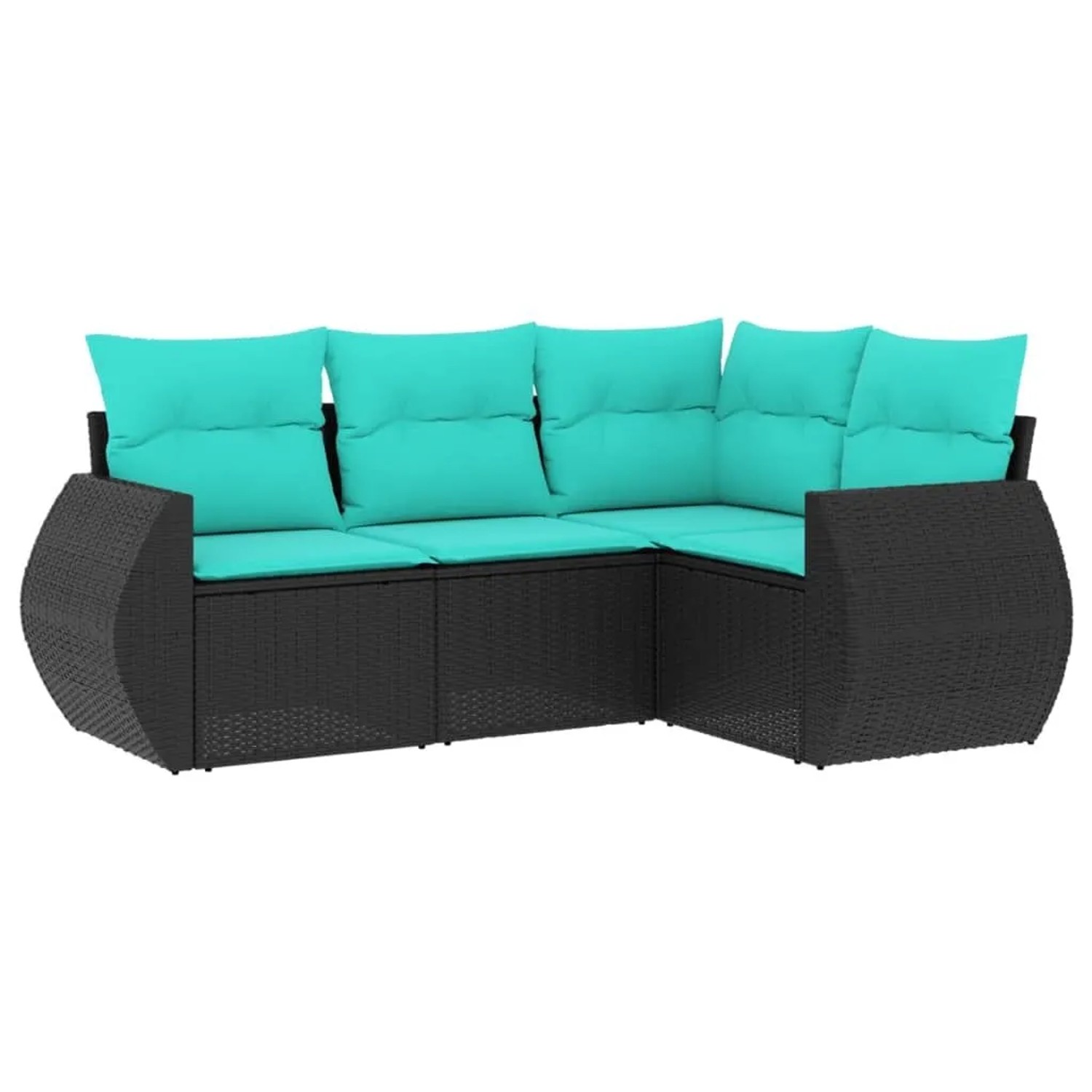 vidaXL 4-Tlg Gartensofa-Set mit Kissen Schwarz Polyrattan 3221306 günstig online kaufen